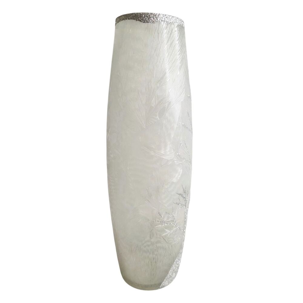 Gerson International Frosted Glittered Glass Vase 11" Tall